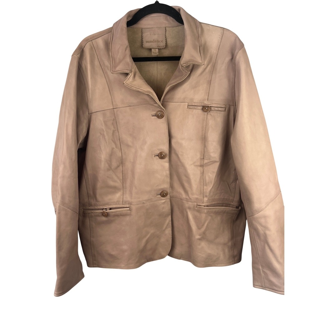 Sundance Blush Pink Leather Jacket Size XL Western‎ Rodeo Cowgirl Chic Feminine